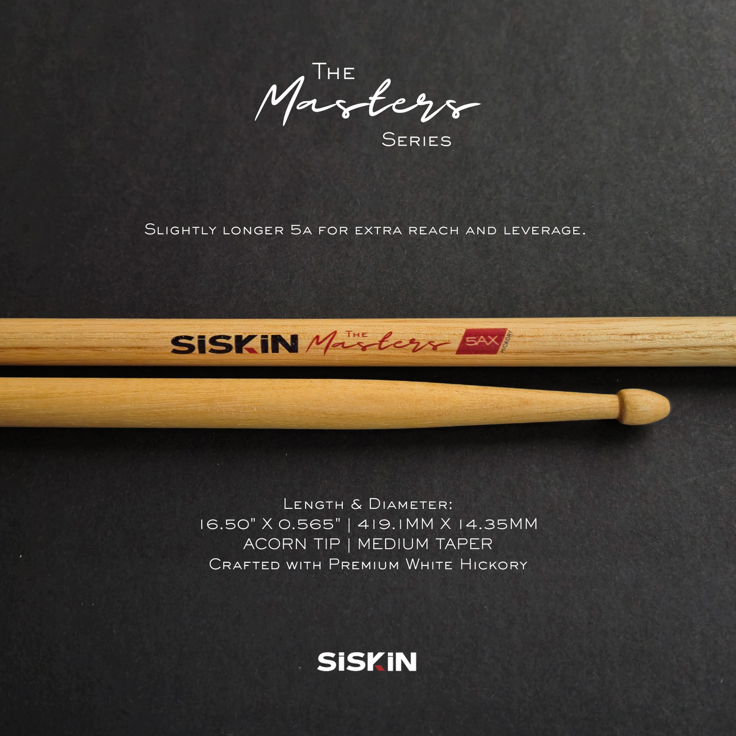 The Masters White Premium Hickory Drumsticks