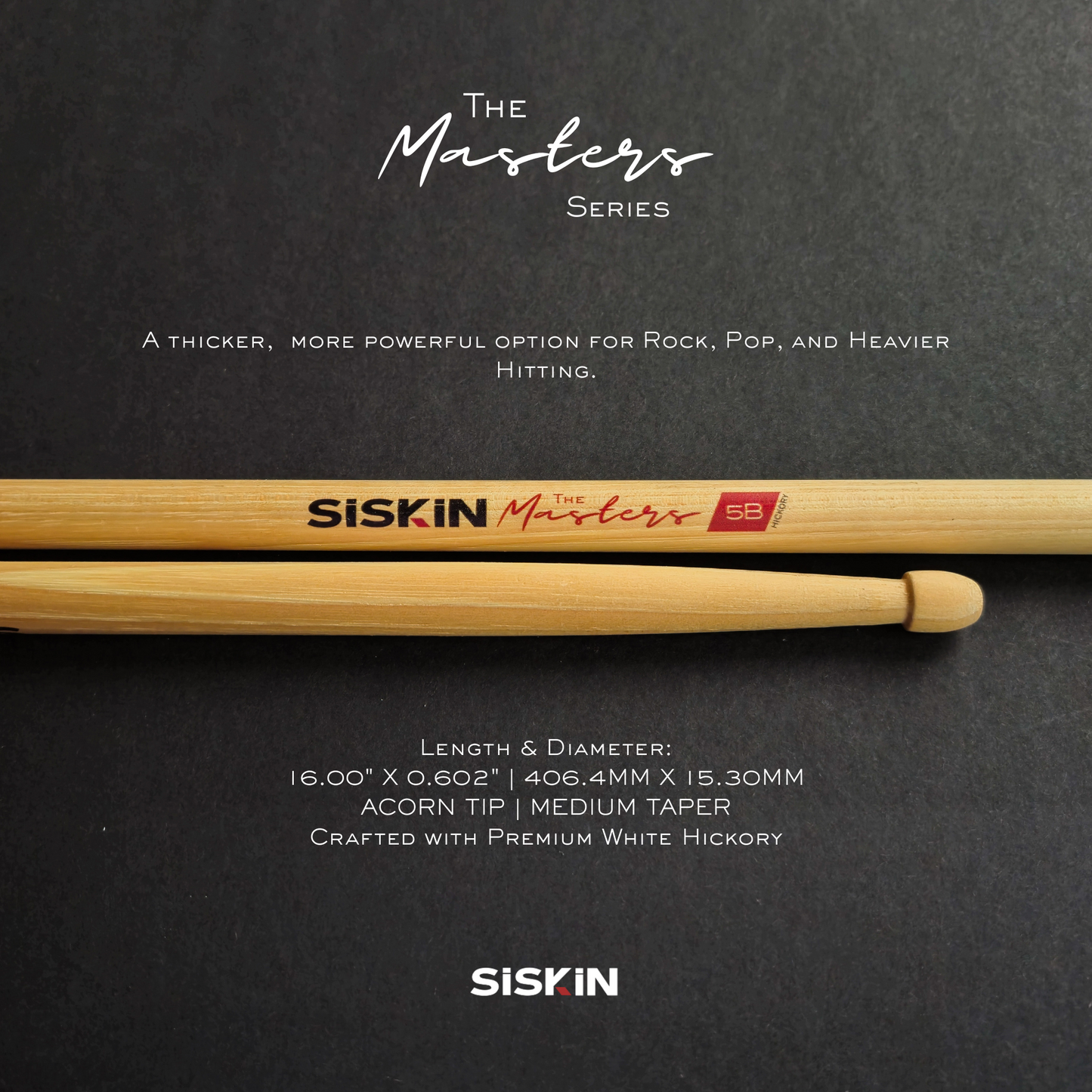 The Masters White Premium Hickory Drumsticks