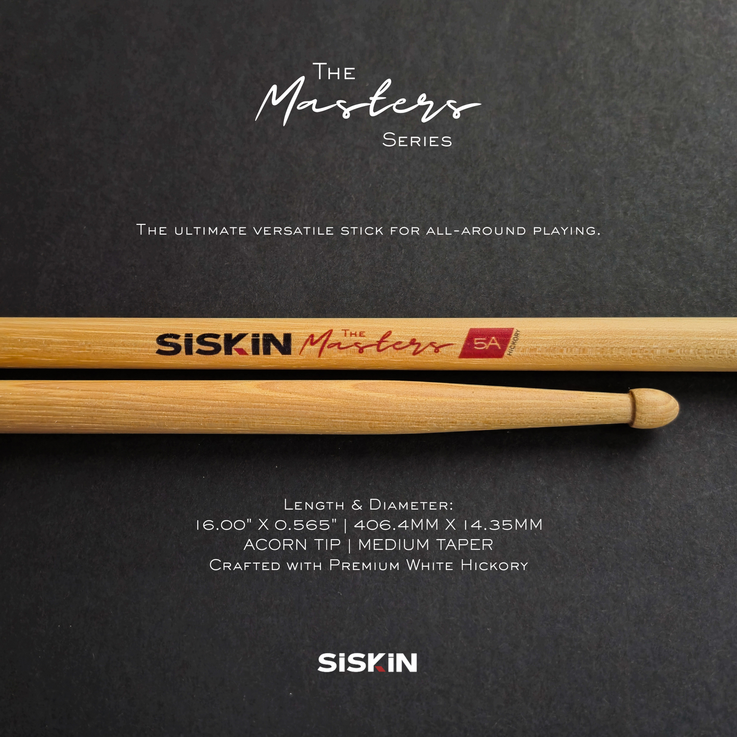 The Masters White Premium Hickory Drumsticks