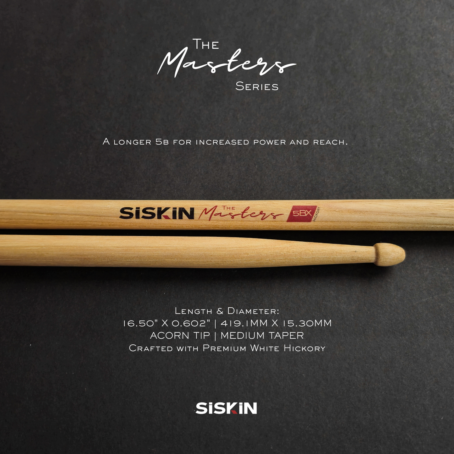The Masters White Premium Hickory Drumsticks
