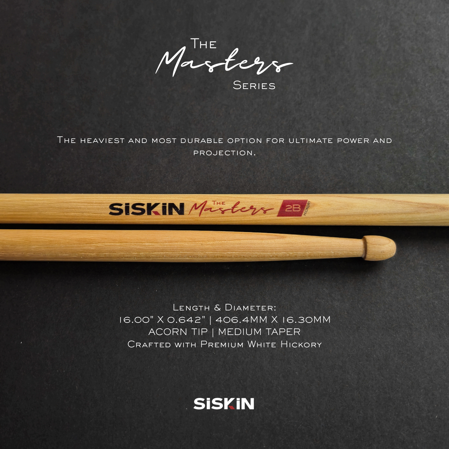 The Masters White Premium Hickory Drumsticks