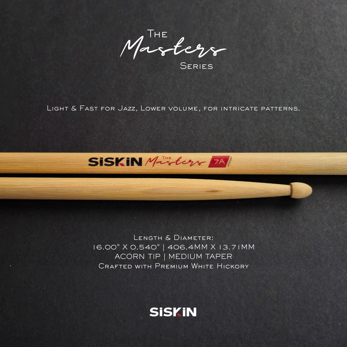 The Masters White Premium Hickory Drumsticks