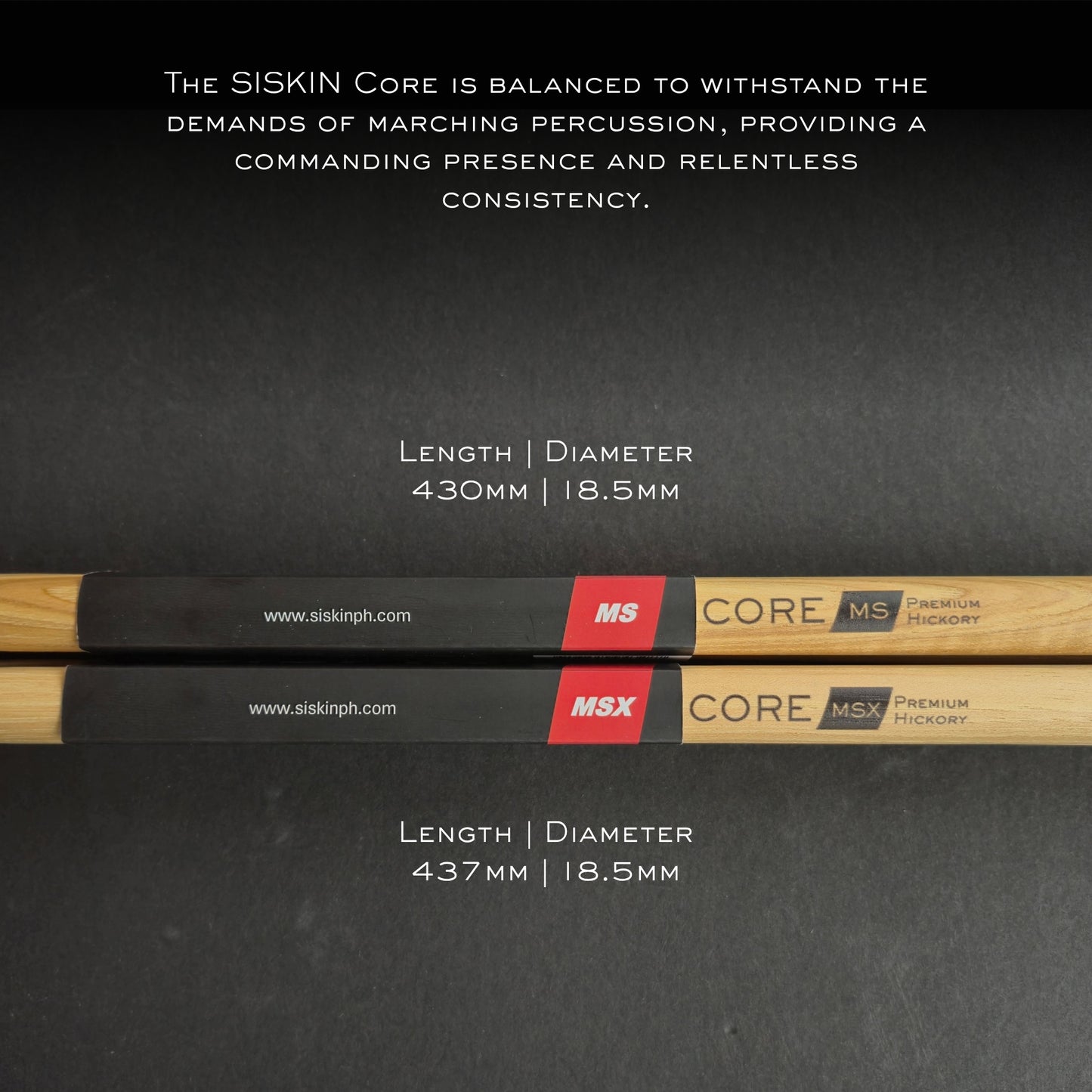 The Core Marching Snare Drumsticks